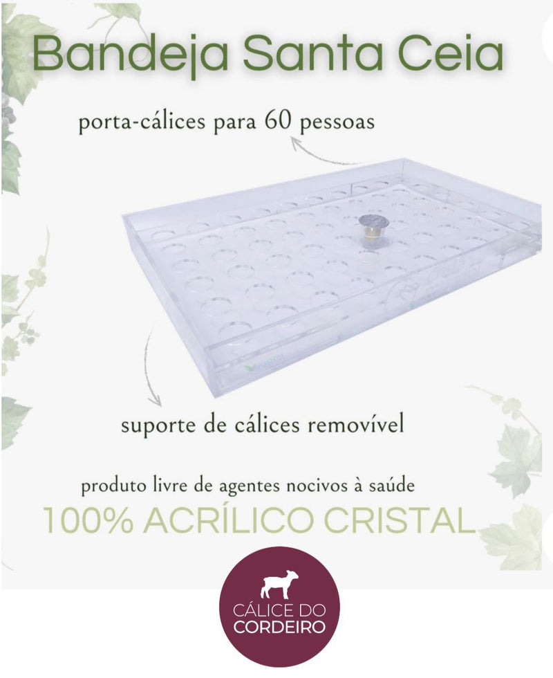 Bandeja Santa Ceia Para 60 Cálices Em Acrílico Cristal