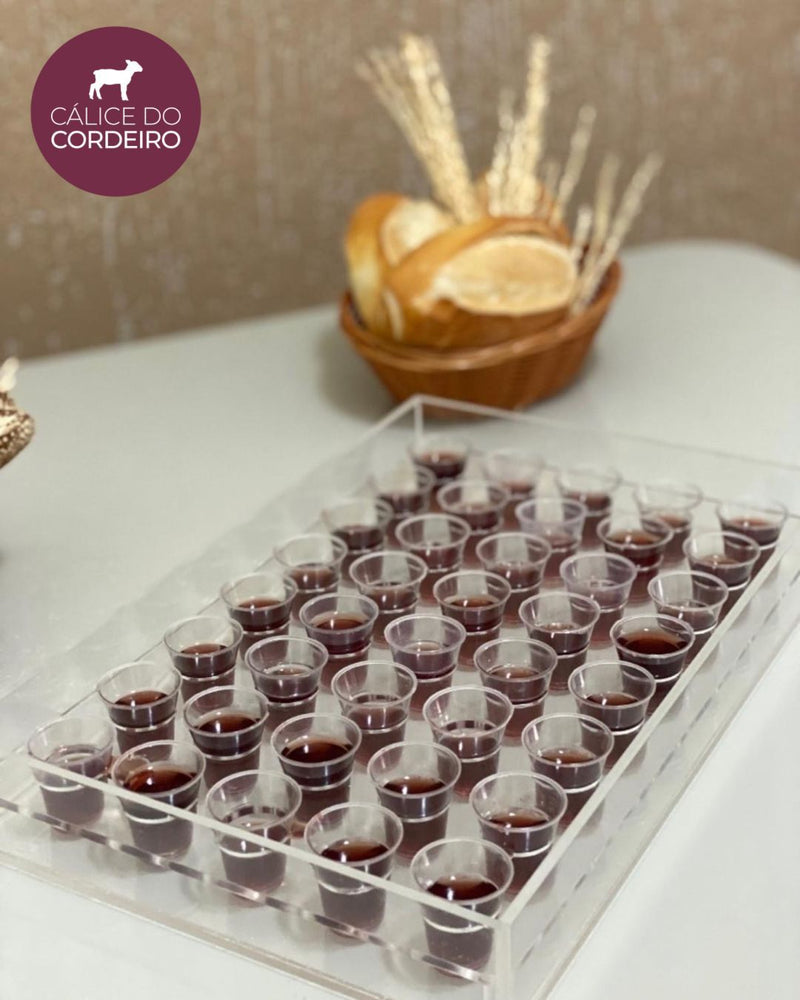 Bandeja Para Santa Ceia Transparente De Acrílico 40 Cálices